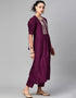 Wine Viscose Rayon Pant Suit Back View