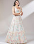 Cream Net Lehenga Choli Back View