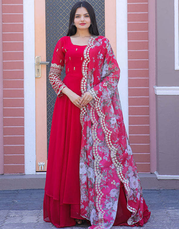 Rani Pink Faux Blooming N/A Gown