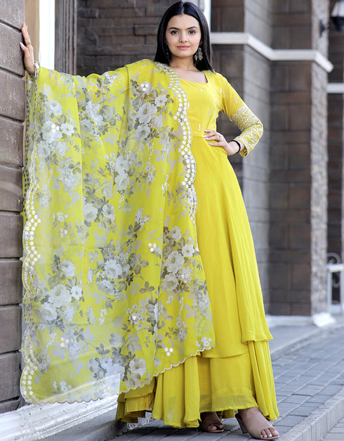 Yellow Faux Blooming N/A Gown