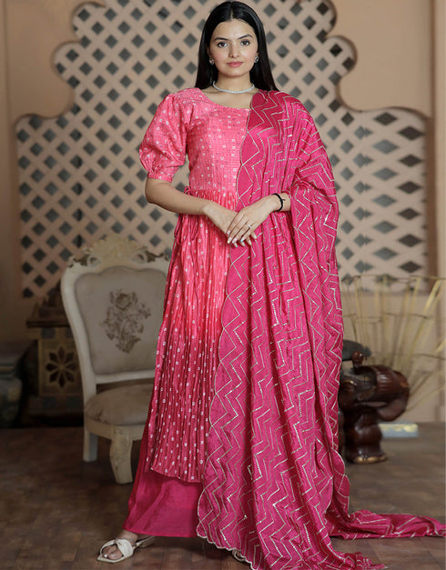 Pink Maslin Croche Palazzo Straight