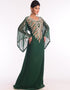 Dubai Bottle Green Georgette Hand Embroidery Party Wear Kaftan