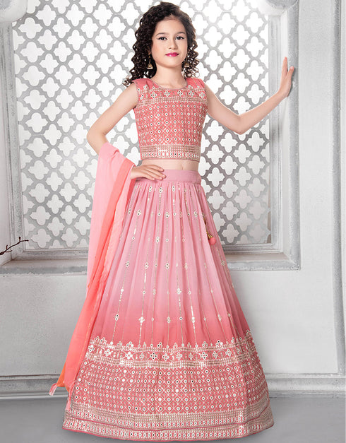 Peach Lehenga Choli Fox Georgette