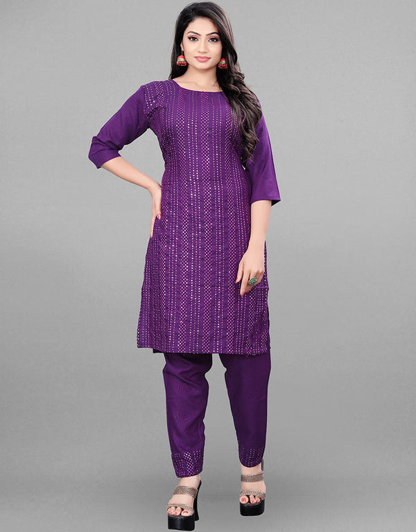 Purple Heavy Rayon Pant Straight