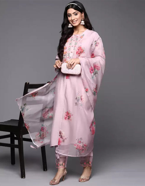 Light Pink Viscose Rayon Slub Pant Straight Closure View