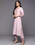 Light Pink Viscose Rayon Slub Pant Straight Back View
