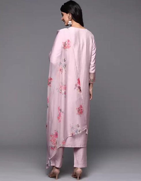 Light Pink Viscose Rayon Slub Pant Straight Salwar Kameez