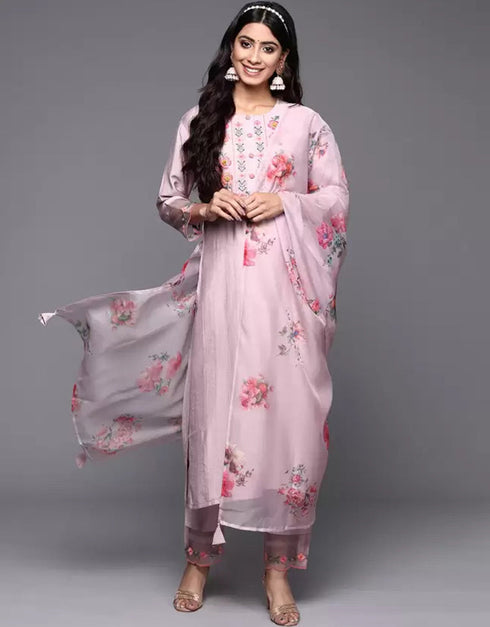 Light Pink Viscose Rayon Slub Pant Straight