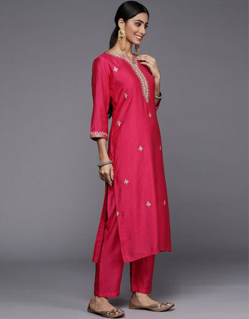Pink Viscose Pant Straight Back View