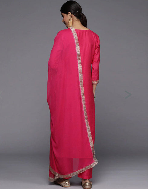 Pink Viscose Pant Straight Salwar Kameez