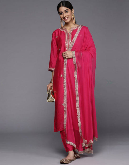 Pink Viscose Pant Straight