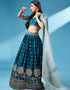 Teal Poly Georgette Lehenga Choli Closure View