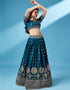 Teal Poly Georgette Lehenga Choli Back View