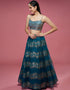 Teal Silk Lehenga Choli Closure View