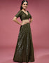 Olive Green Silk Lehenga Choli Closure View