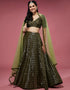 Olive Green Silk Lehenga Choli