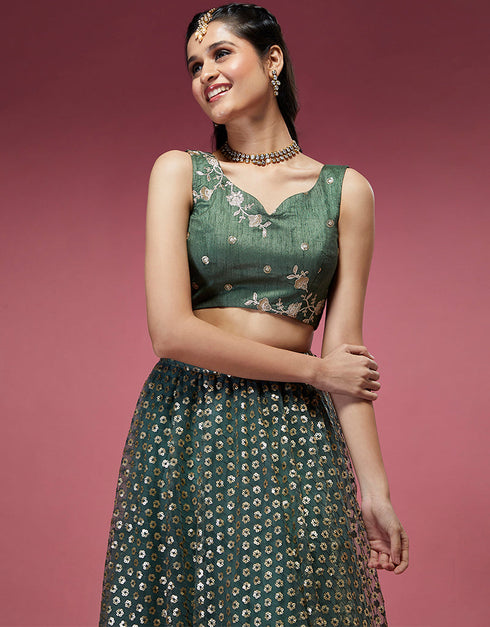 Lime Green Silk Lehenga Choli Salwar Kameez