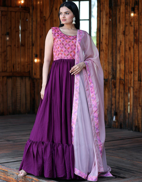 Pink Chinon N/A Gown