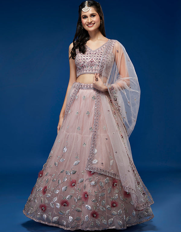 Mauve Net Lehenga Choli