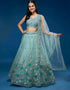 Turquoise Blue Net Lehenga Choli