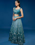 Blue Net Lehenga Choli Closure View
