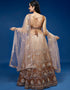 Rust Net Lehenga Choli Back View