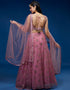 Pink Net Lehenga Choli Back View
