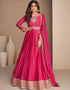 Dark Pink Chinon Silk N/A Anarkali