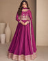 Purple Chinon Silk N/A Anarkali Closure View