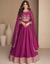 Purple Chinon Silk N/A Anarkali