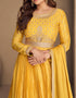 Yellow Chinon Silk N/A Anarkali Back View