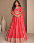 Pink Chinon Silk N/A Anarkali Closure View