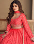 Pink Chinon Silk N/A Anarkali Back View
