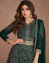 Green Real Georgette N/A Anarkali Closure View