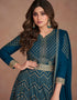 Teal Real Georgette N/A Anarkali Closure View