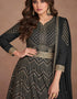 Black Real Georgette N/A Anarkali Closure View