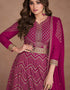 Pink Real Georgette N/A Anarkali Closure View