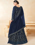Navy Blue Net Pant Anarkali Closure View