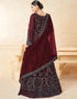 Maroon Net Pant Anarkali Closure View
