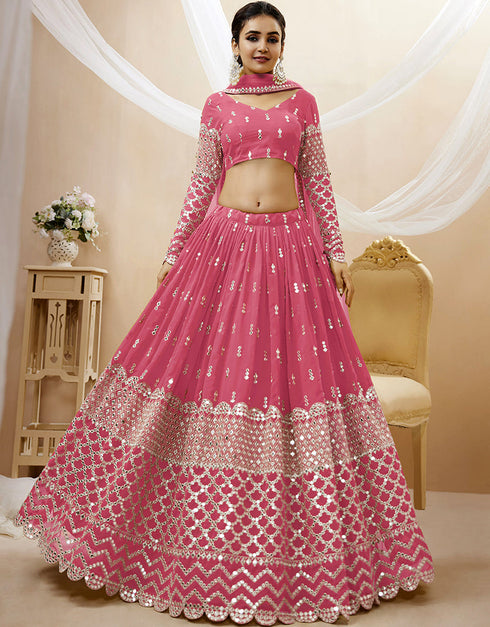 Pink Georgette Lehenga Choli