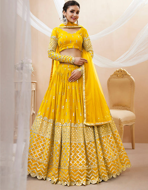 Yellow Georgette Lehenga Choli