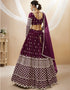 Wine Georgette Lehenga Choli Back View