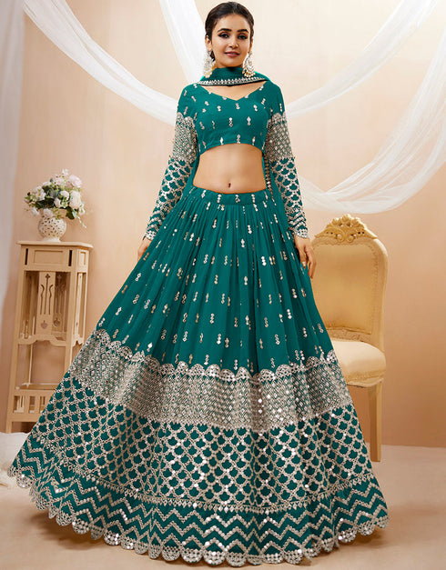 Teal Blue Georgette Lehenga Choli