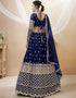 Navy Blue Georgette Lehenga Choli Back View