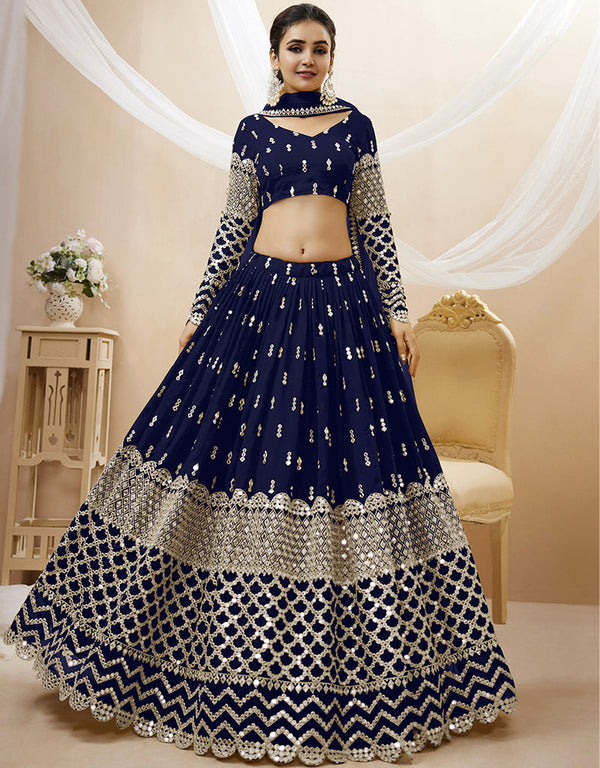 Navy Blue Georgette Lehenga Choli