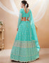 Sky Blue Georgette Lehenga Choli Back View