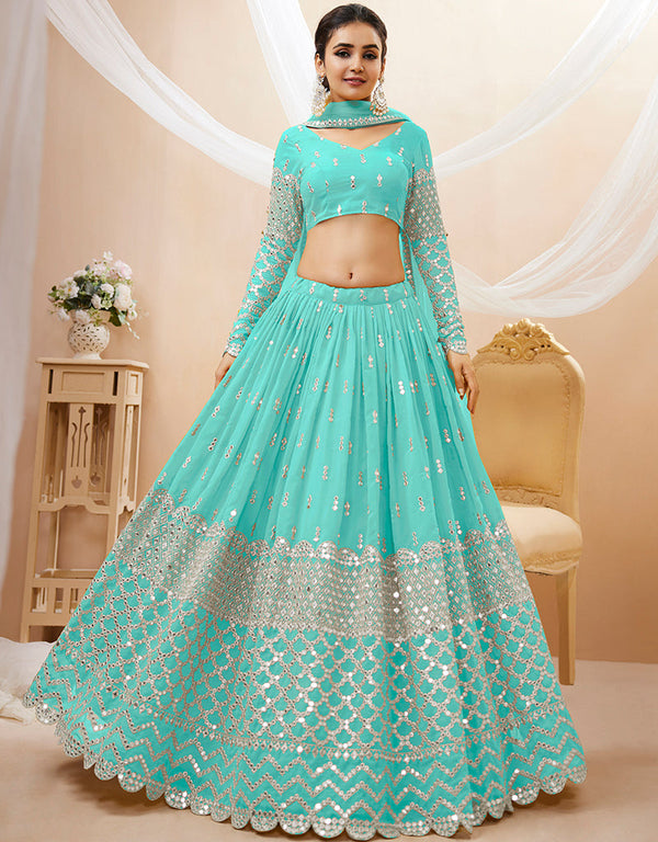 Sky Blue Georgette Lehenga Choli