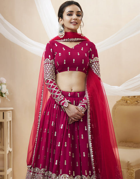 Hot Pink Georgette Lehenga Choli Salwar Kameez