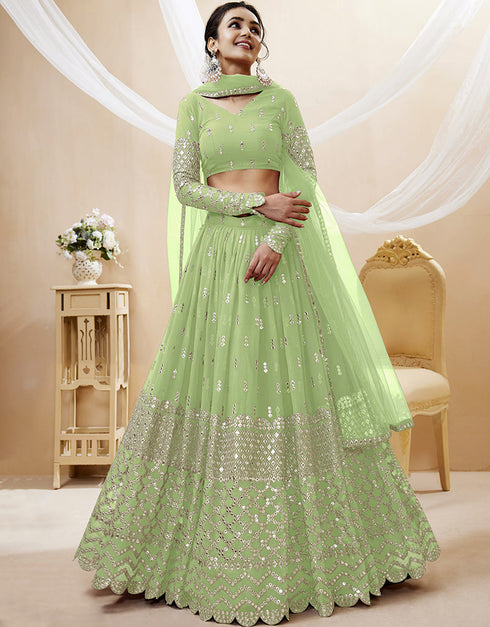 Pista Georgette Lehenga Choli Closure View