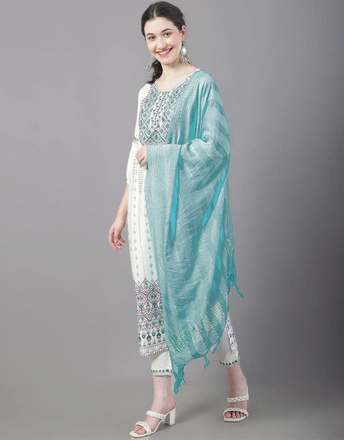 White Rayon Pant Straight Closure View